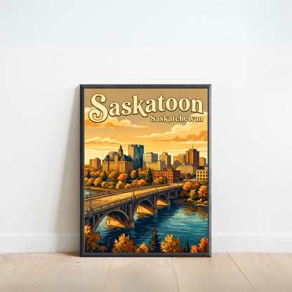 Saskatoon Vintage Travel Poster - Downtown