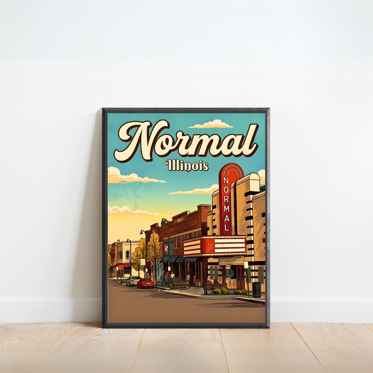 Normal, Illinois Vintage Travel Poster - Golden Afternoon Street View