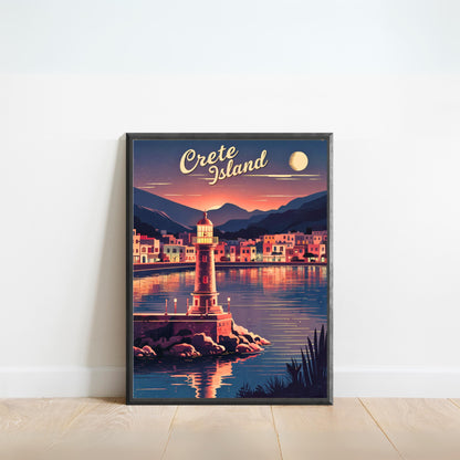Crete Island Vintage Travel Poster - Chania Greece