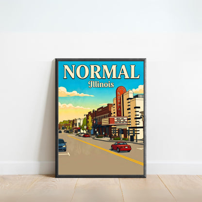 Normal, Illinois Vintage Travel Poster - Middle of the Day Street View