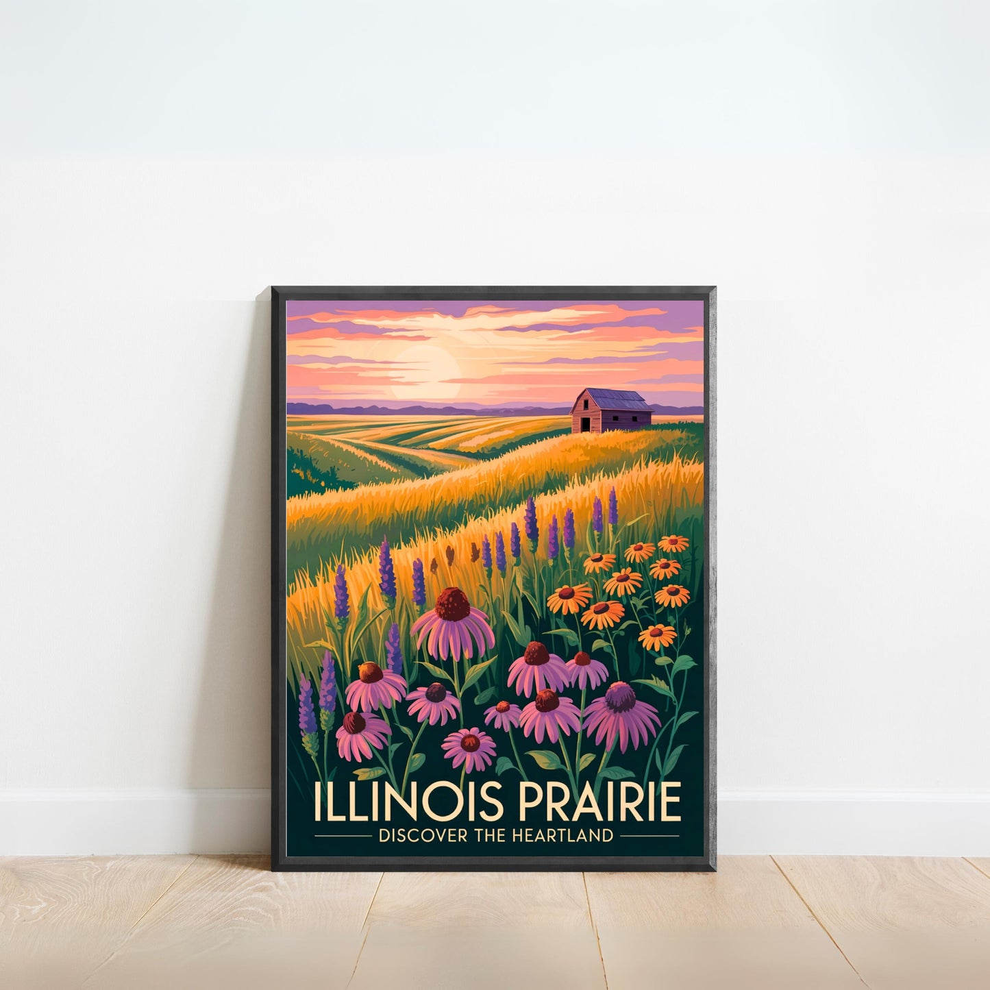 Illinois Vintage Travel Poster -  Sunlit Prairies