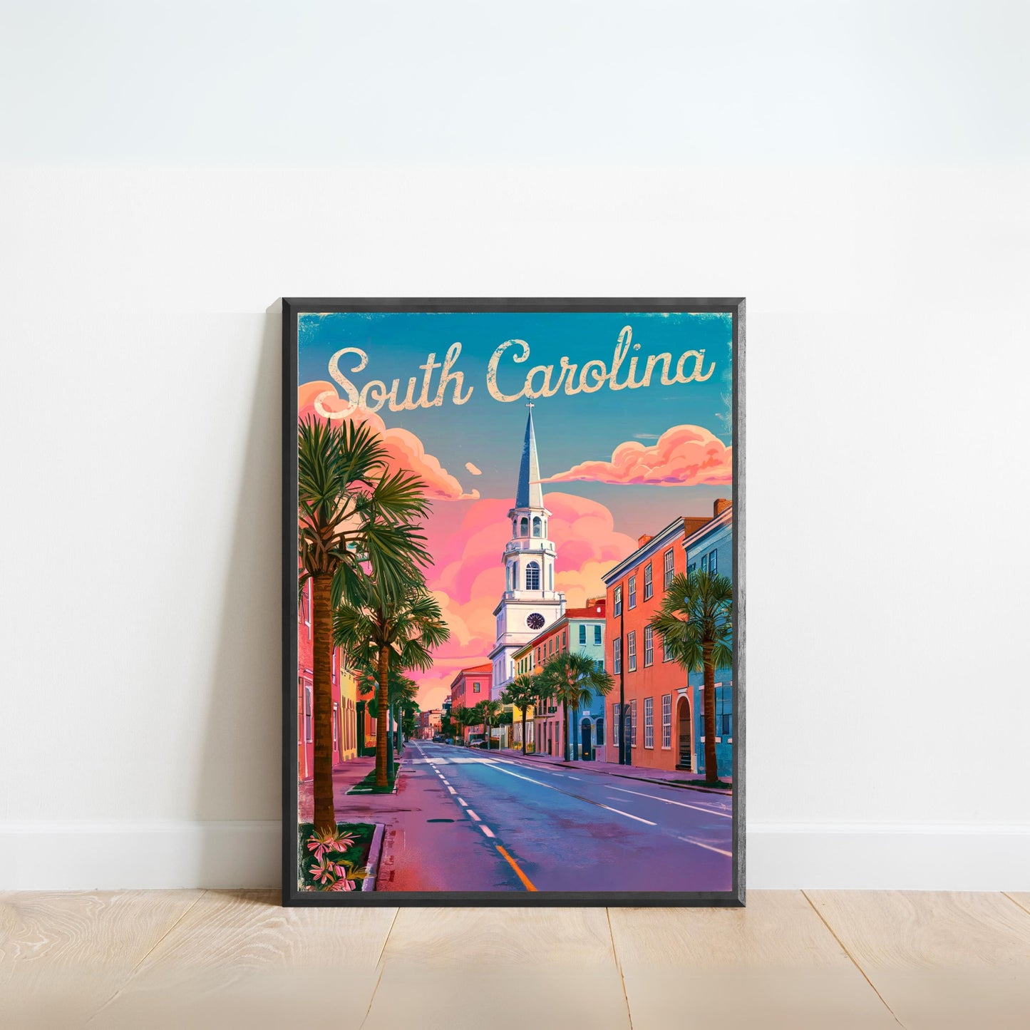 South Carolina Vintage Travel Poster  - Captivating Street of Charleston