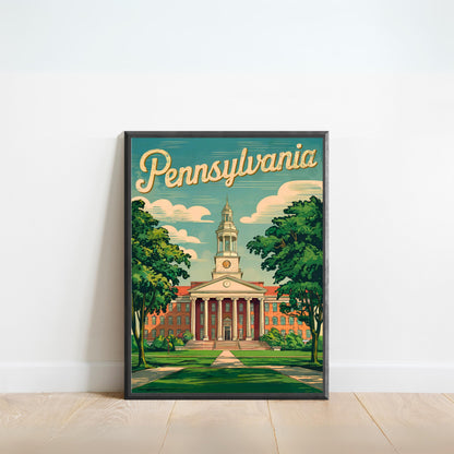 Pennsylvania, State College Vintage Travel Poster  - Penn State University
