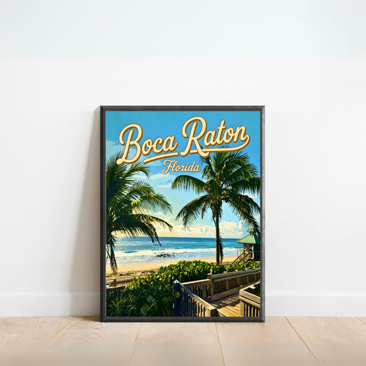 Boca Raton Vintage Travel Poster - A Touch of Coastal Luxury