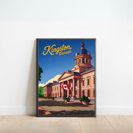 Kingston Vintage Travel Poster - Kingston City Hall