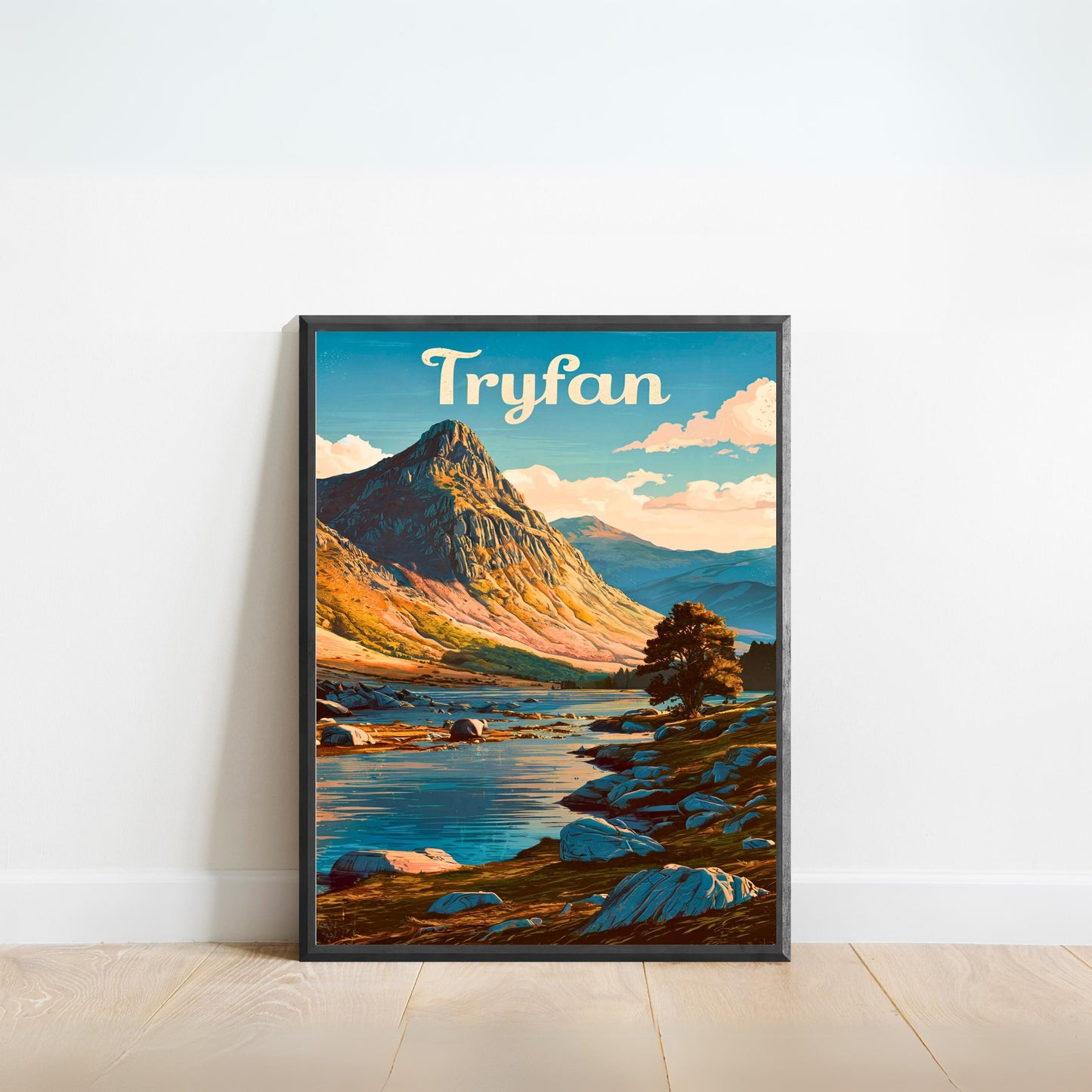 Tryfan Vintage Travel Poster - Iconic View of Snowdonia Landscape North Wales