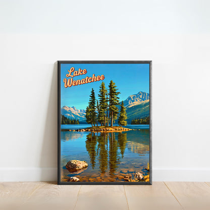 Lake Wenatchee Vintage Travel Poster