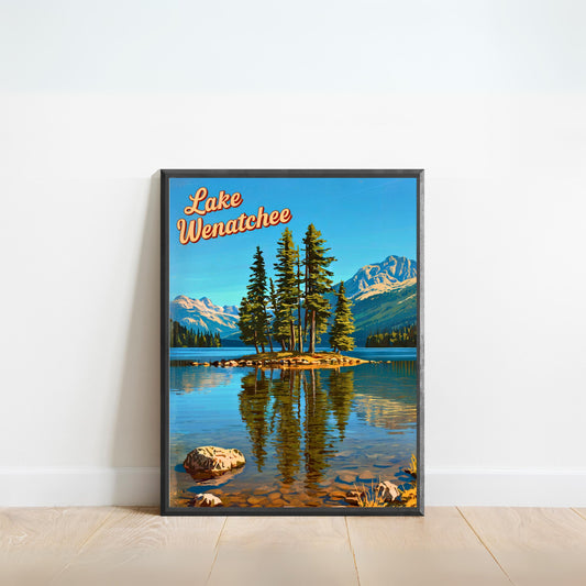 Lake Wenatchee Vintage Travel Poster