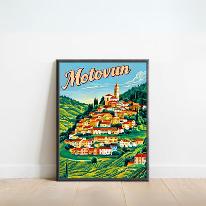 Motovun Vintage Travel Poster - Croatia