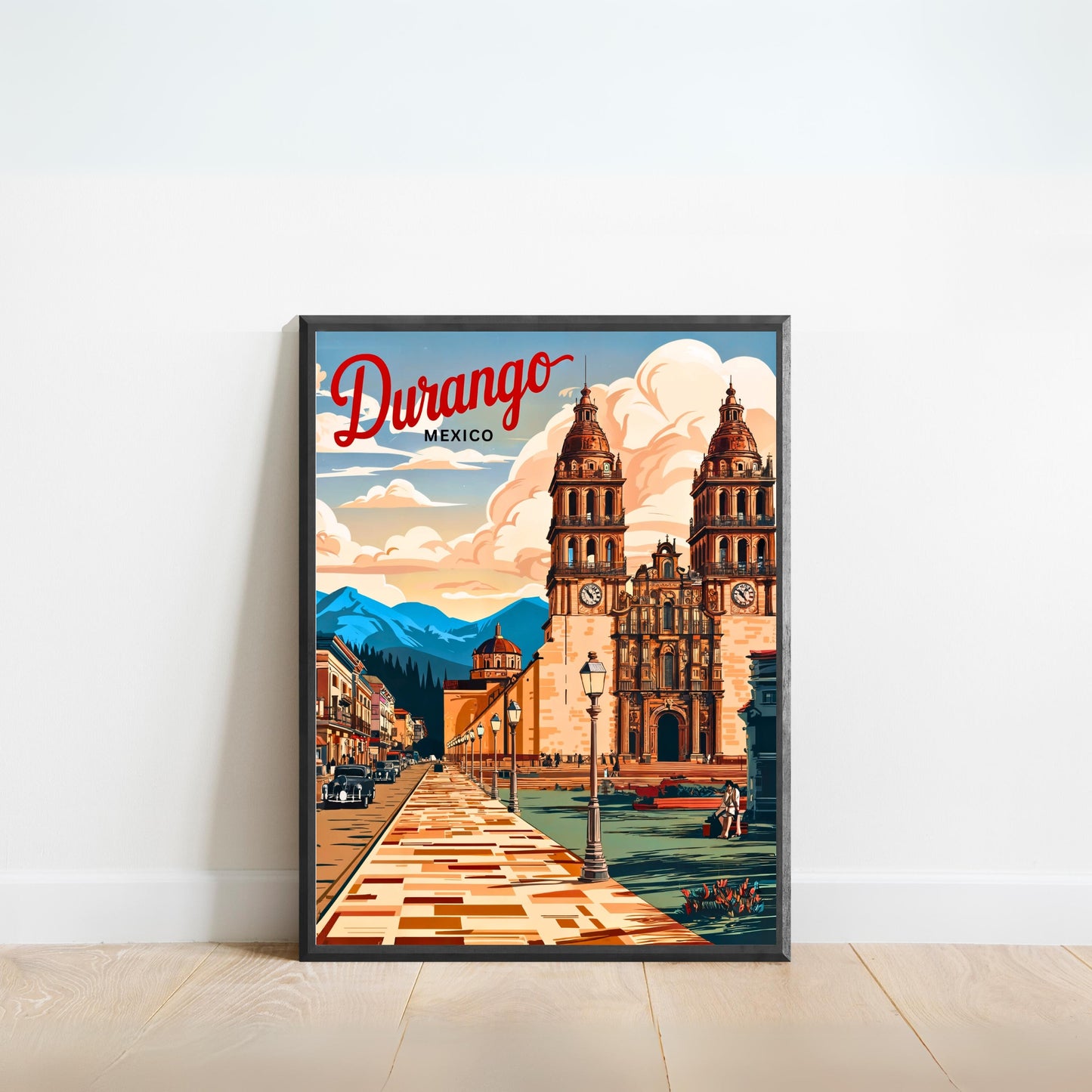 Durango, Mexico Vintage Travel Poster - Captivating Cathedral