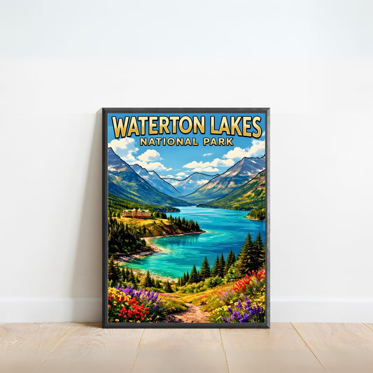 Waterton Lakes National Park Vintage Travel Poster - Light and Wind