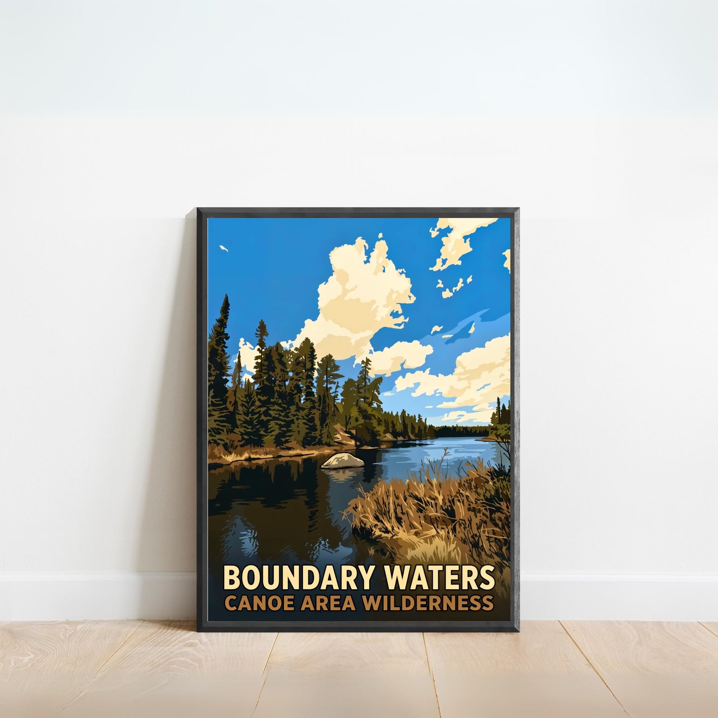 Boundary Waters Canoe Area Wilderness Vintage Travel Poster - Lakes & Pines