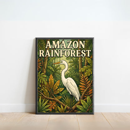 Amazon Rainforest Vintage Travel Poster - Serenity  Emerald