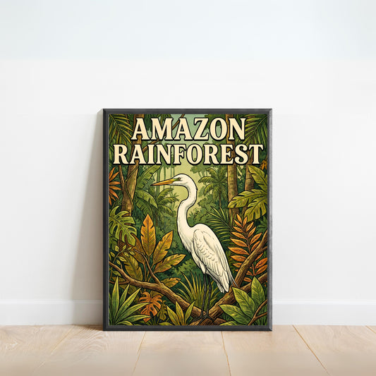Amazon Rainforest Vintage Travel Poster - Serenity  Emerald