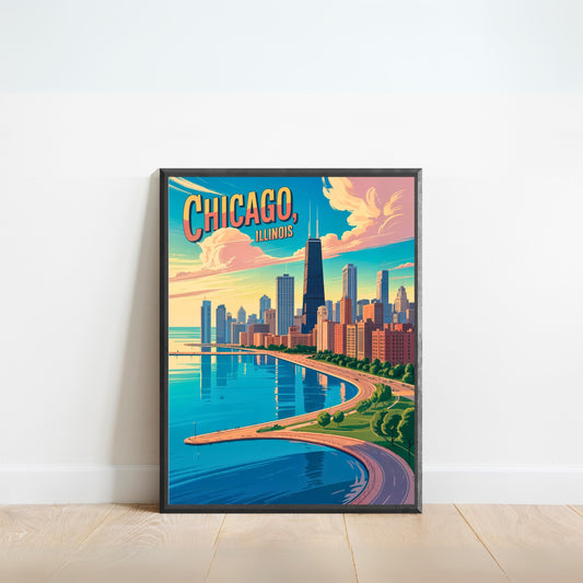 Chicago Vintage Travel Poster - Jazz, Skyscrapers & Spirit