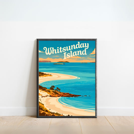 Whitsunday Islands Travel Poster - Breathtaking White Sand