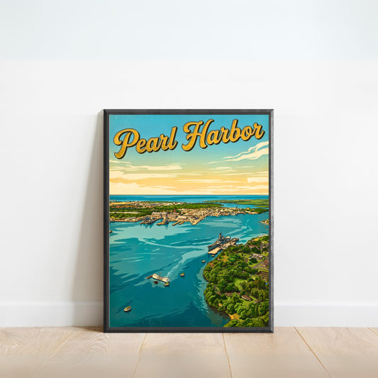 Pearl Harbor Vintage Travel Poster - Historic Naval Base