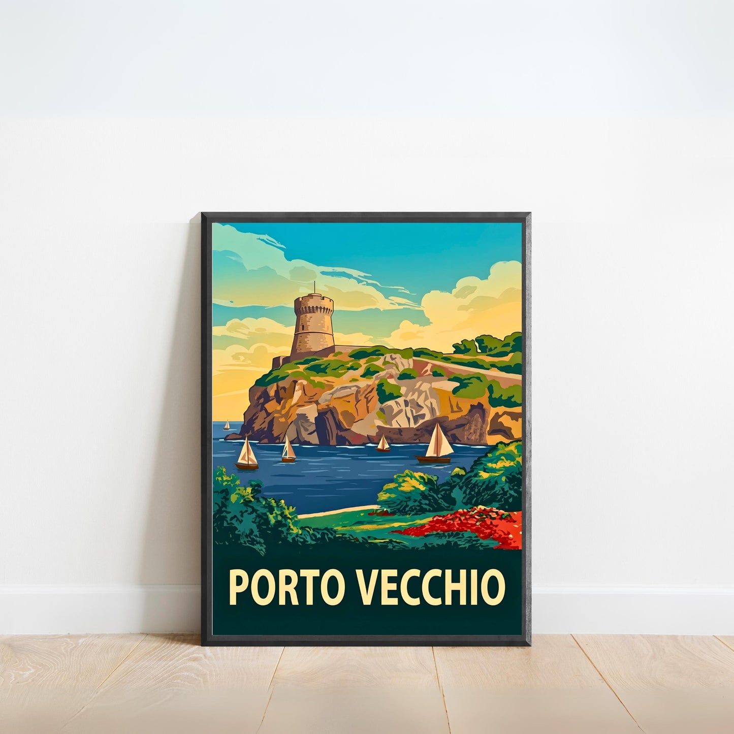 Porto Vecchio Vintage Travel Poster - Timeless Coastal Beauty
