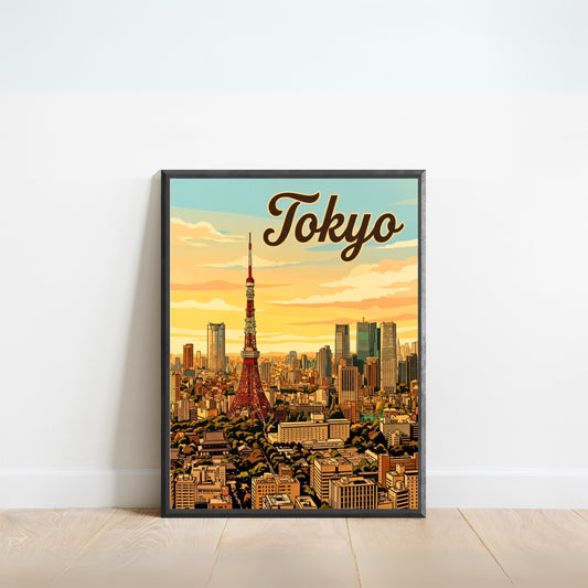 Tokyo Vintage Travel Poster - Iconic Japan' Tower