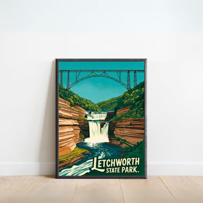 Letchworth State Park Vintage Travel Poster - Where the River Carves Time