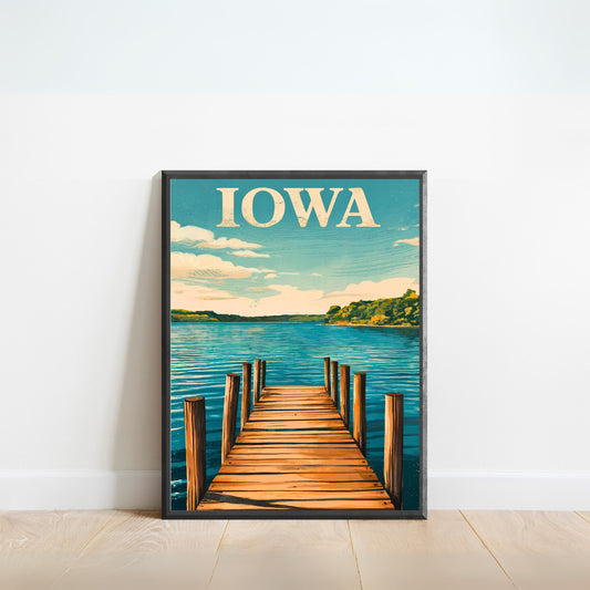 Iowa Vintage Travel Poster  - Spirit Lake