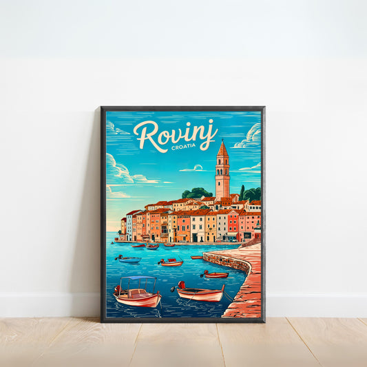Rovinj, Vintage Travel Poster - Croatia, A Coastal Istrian Gem