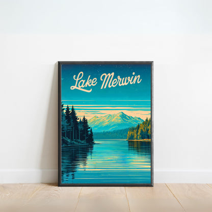 Lake Merwin Vintage Travel Poster - Explore the Beauty of Lake in Washington