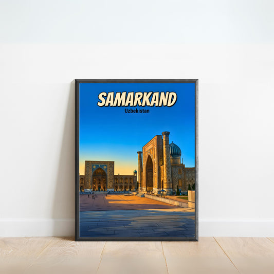 Samarkand Vintage Travel Poster - Registan Splendor