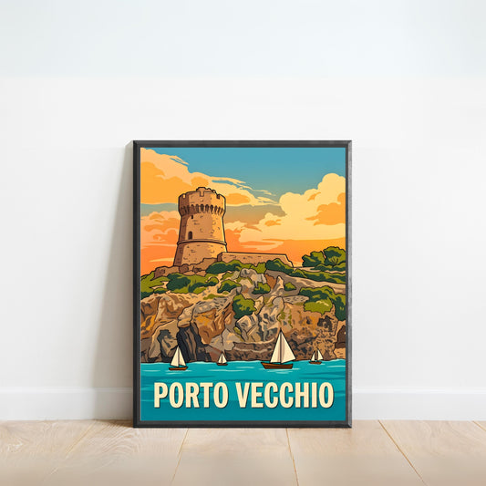 Porto Vecchio Vintage Travel Poster - Island Harbor Charm