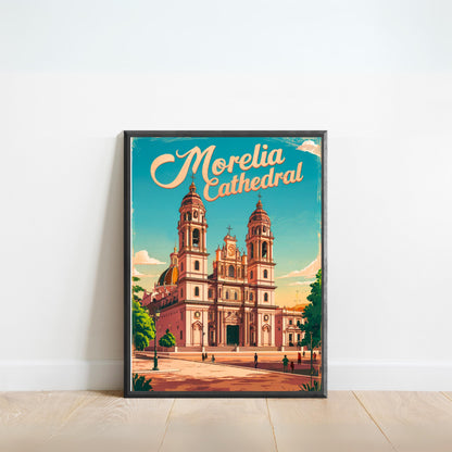 Morelia Cathedral Vintage Travel Poster - Spiritual Icon