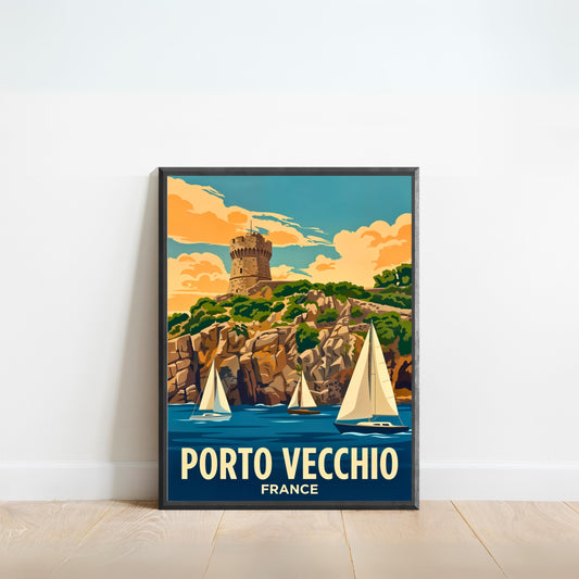 Porto Vecchio Vintage Travel Poster