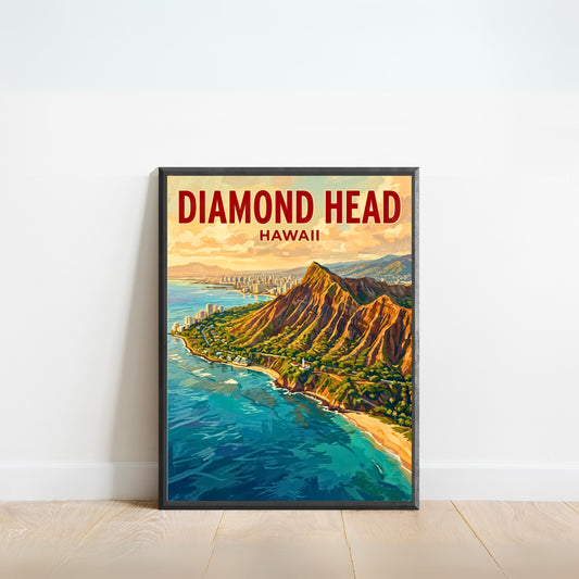 Diamond Head Crater Vintage Travel Poster
