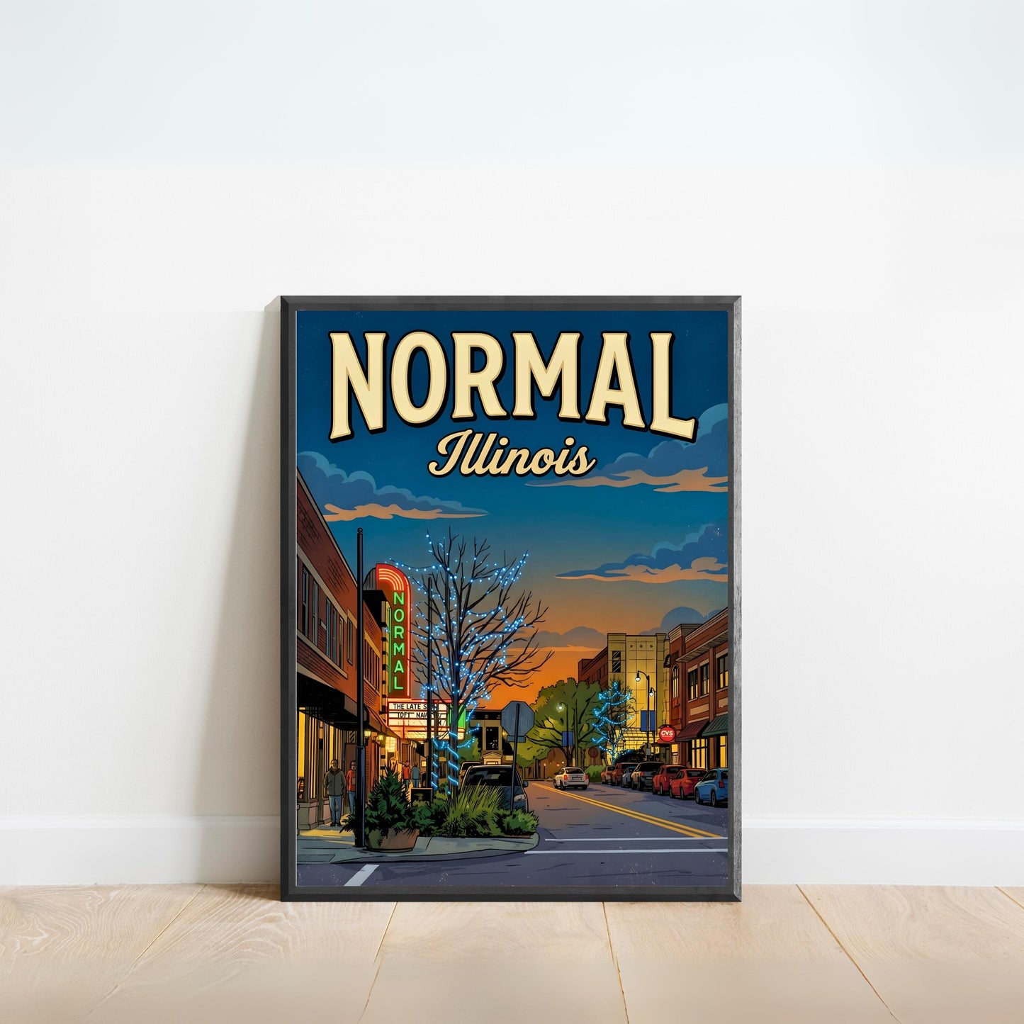 Normal, Illinois Vintage Travel Poster - Uptown Lights