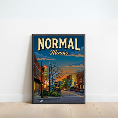 Normal, Illinois Vintage Travel Poster - Uptown Lights