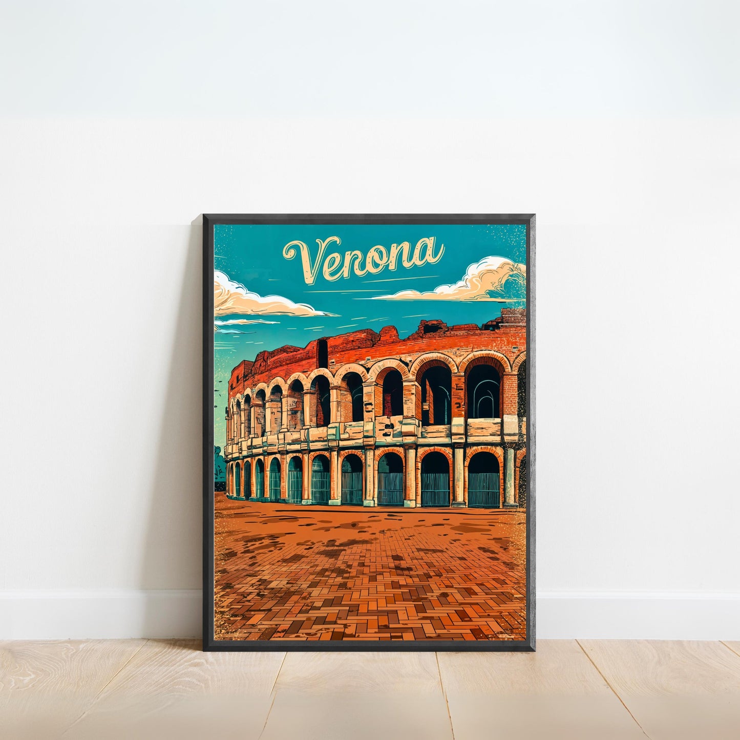 Verona, Italy Vintage Travel Poster - Ruins in Italy
