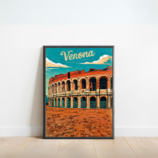 Verona, Italy Vintage Travel Poster - Ruins in Italy