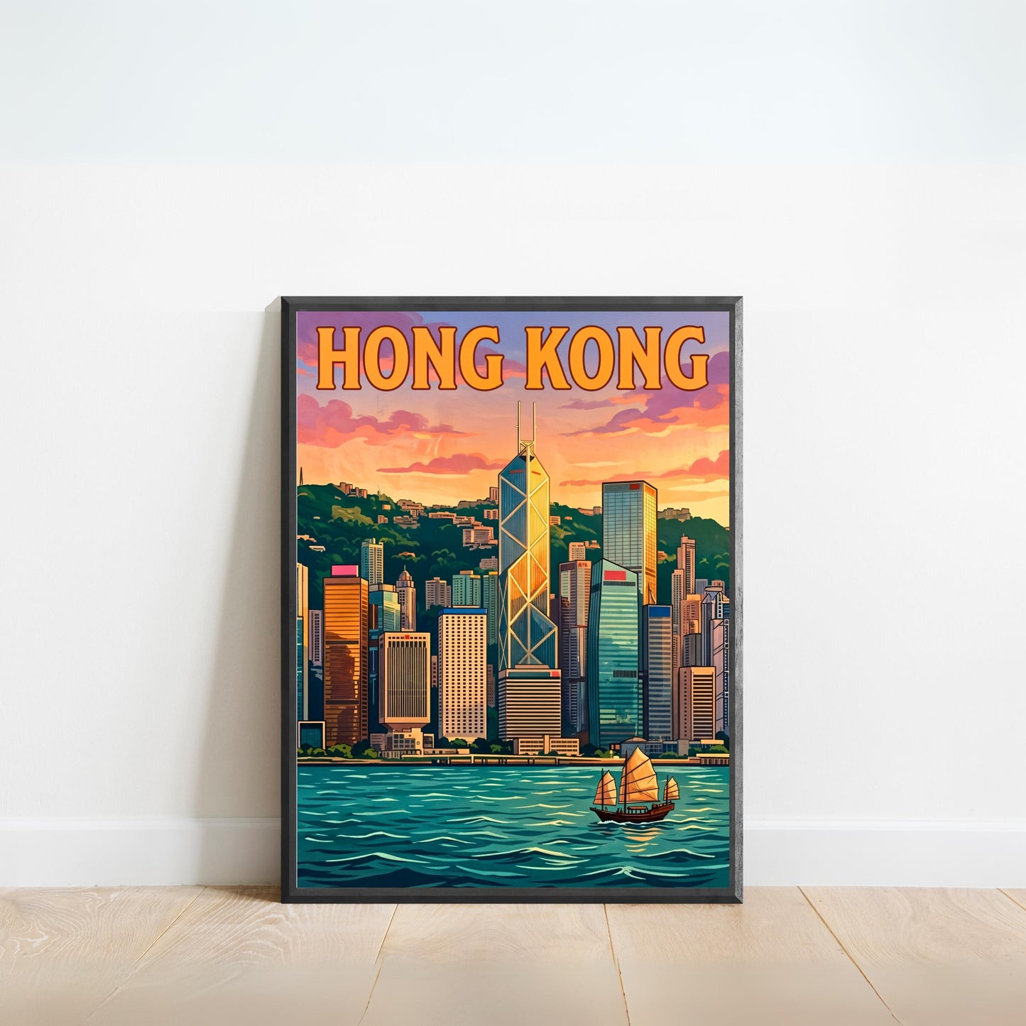 Hong Kong Vintage Travel Poster - Bank of China Tower