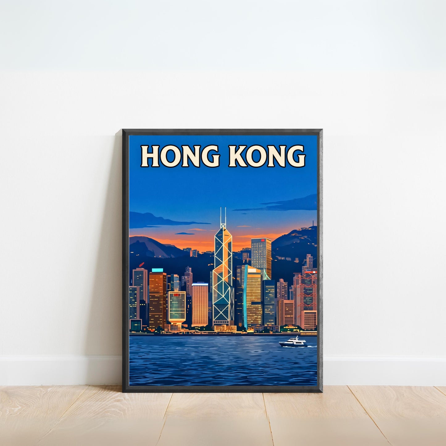Hong Kong Vintage Travel Poster - Nightfall