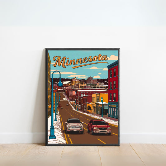 Minnesota Vintage Travel Poster - Duluth Downtown