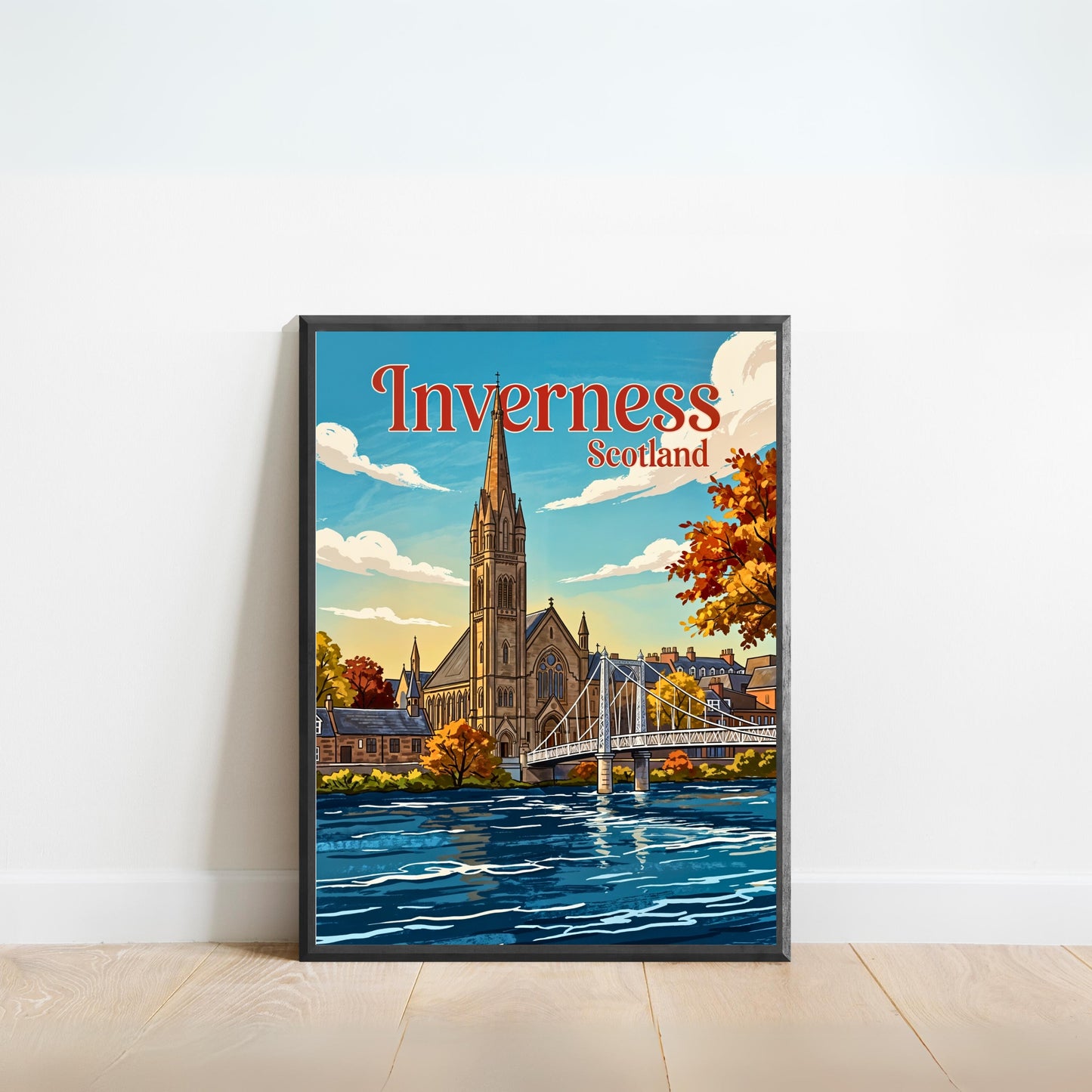 Inverness Vintage Travel Poster - Scottish Riverfront