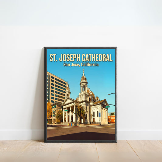St. Joseph Cathedral Vintage Travel Poster -  San Jose, California