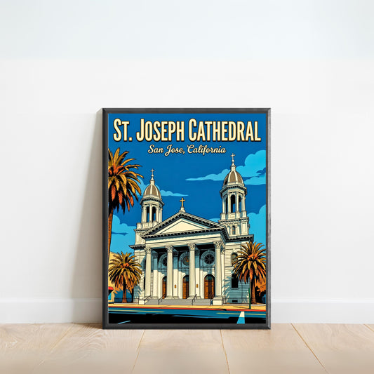 St. Joseph Cathedral Vintage Travel Poster -  Faith in the Heart of Silicon Valley