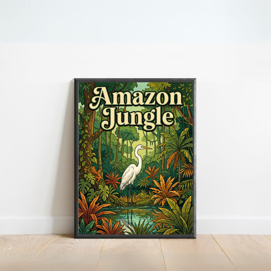 Amazon Jungle Vintage Travel Poster - Tropical Stillness