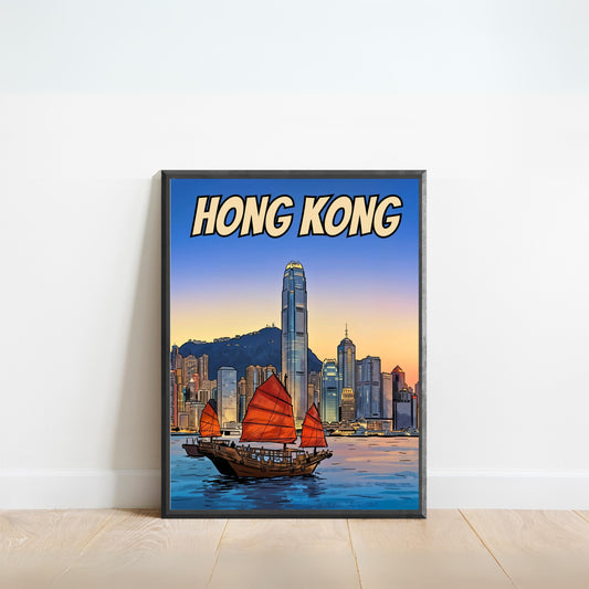 Hong Kong Vintage Travel Poster