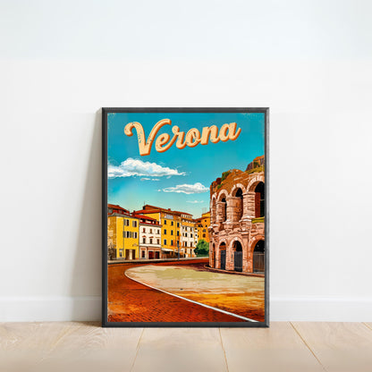 Verona, Italy Vintage Travel Poster  -City of Romance and Ruins
