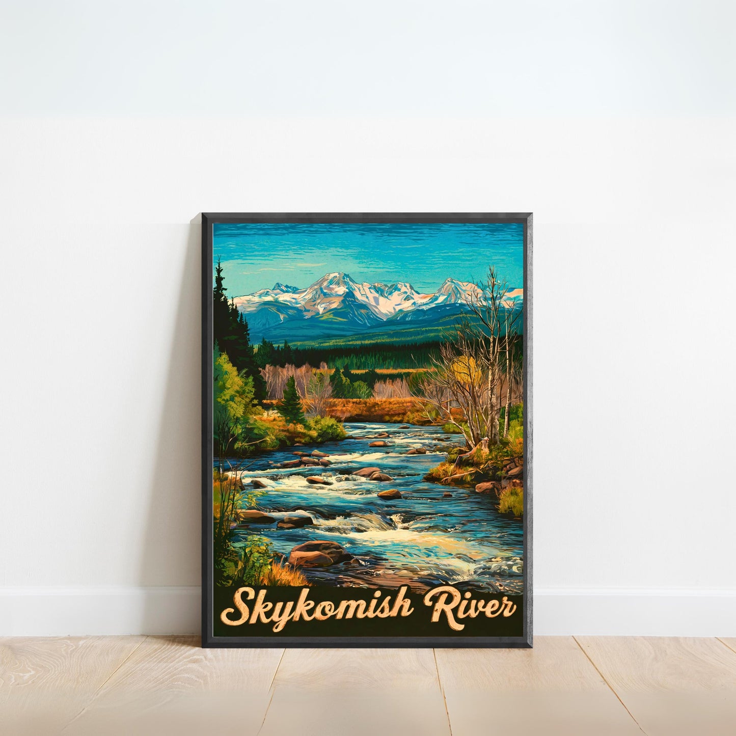 Skykomish River Vintage Travel Poster - Captivating River and Forest in Washington