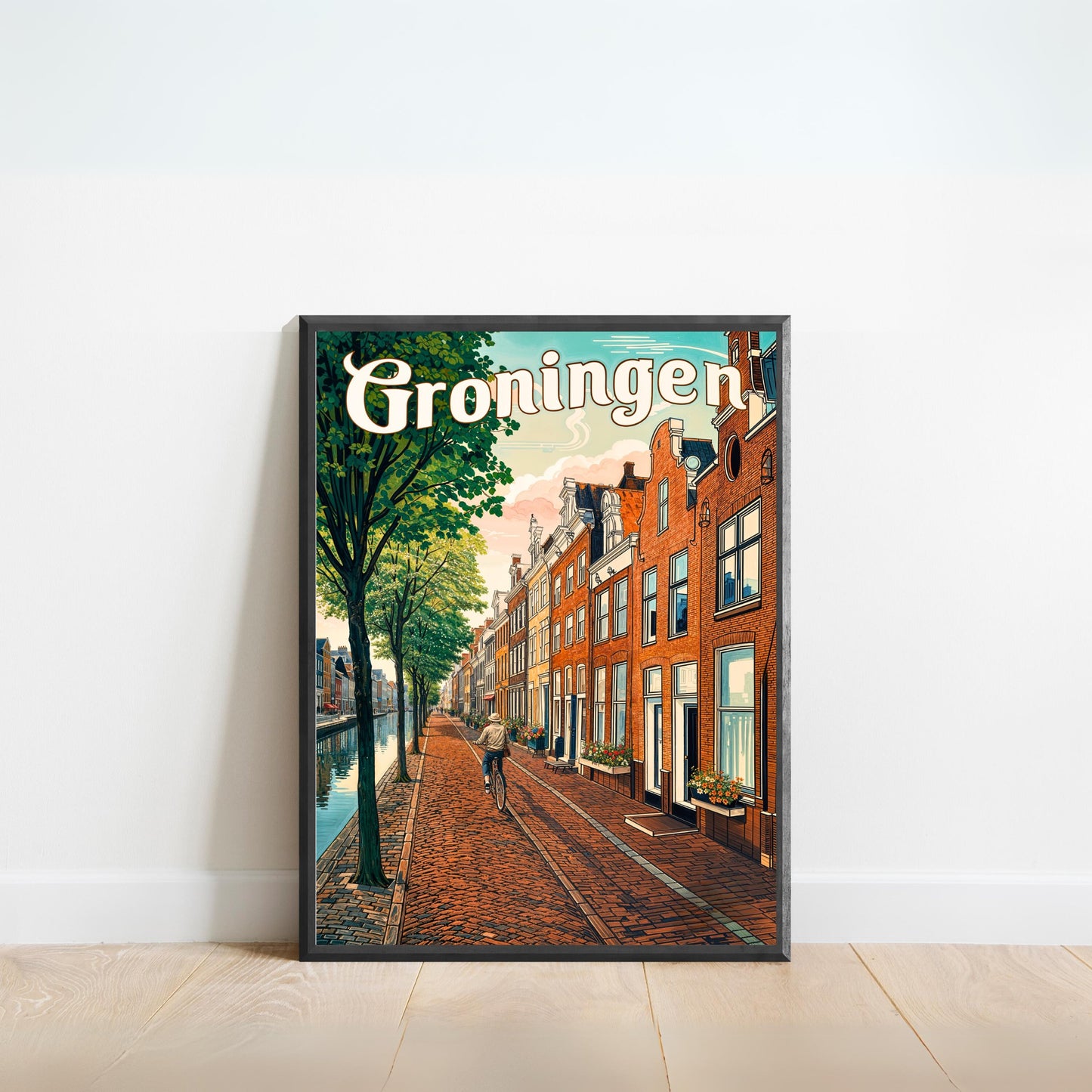 Groningen Vintage Travel Poster - Captivating Serene Urban Street View