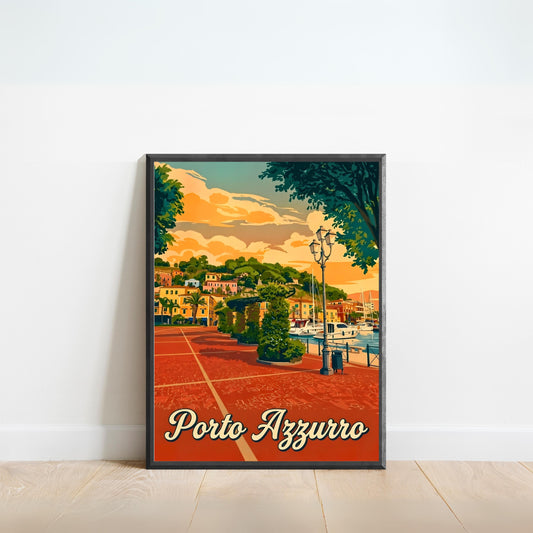 Porto Azzurro Vintage Travel Poster - The Heart of Elba
