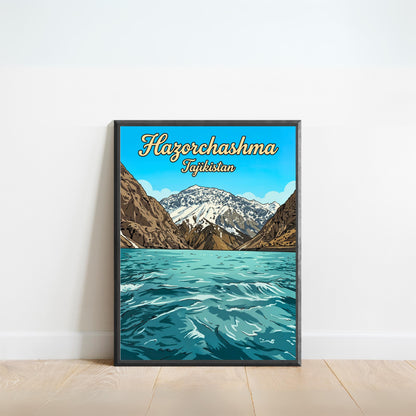 Hazorchashma Vintage Travel Poster -  Tajikistan