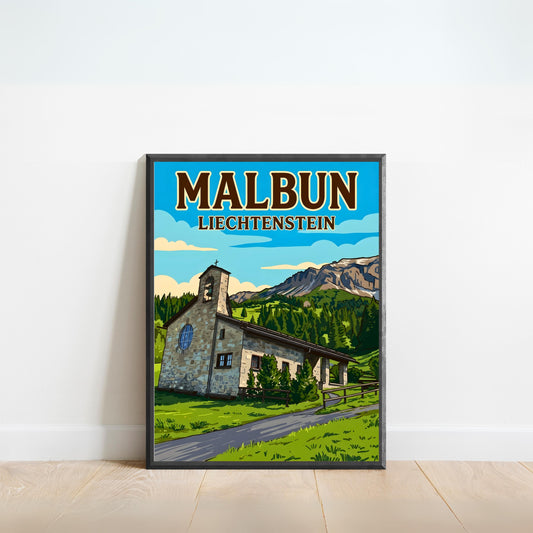 Malbun Vintage Travel Poster - Captivating Mountain View